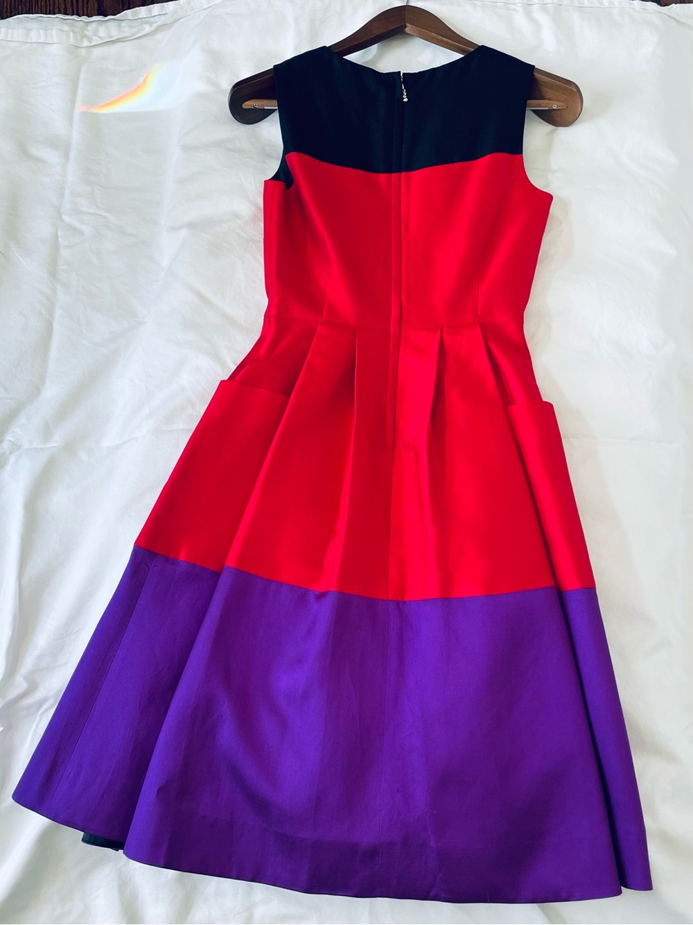Kate Spade Zahara Colorblock Silk Dress NWT Size 0 Red Purple Black NJMU1848